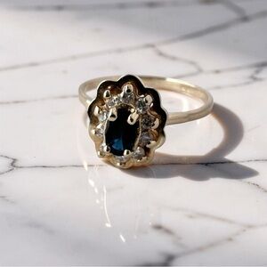 VTG Sapphire and Diamond Ring 14K Gold Size 6.75